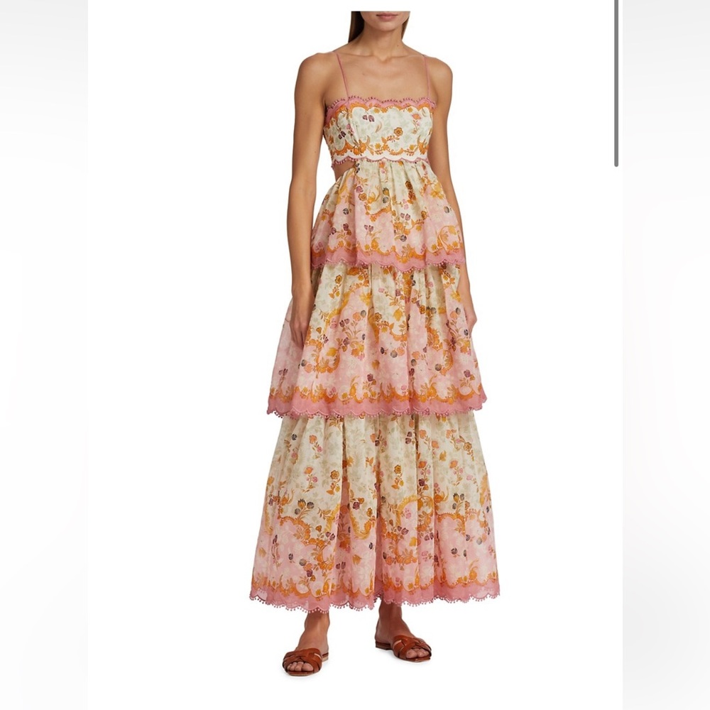 ZIMMERMANN Laurel Tiered Open-Back Maxi Dress